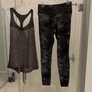Nike Medium Black and Gray Leggings & Avia Large Tank